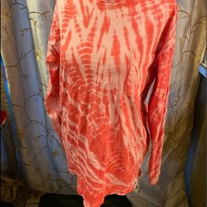 PINK tie-dyed long sleeved light-weight top
